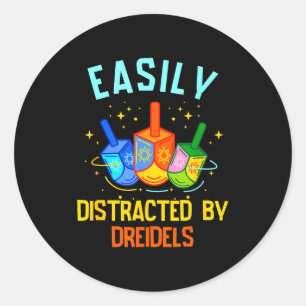 Gemakkelijk Afgeleid Door Dreidels Prettig Hanukka Ronde Sticker