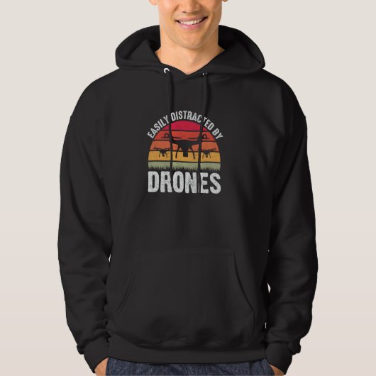 Gemakkelijk afgeleid door drones Drone piloot enth Hoodie (Voorkant)