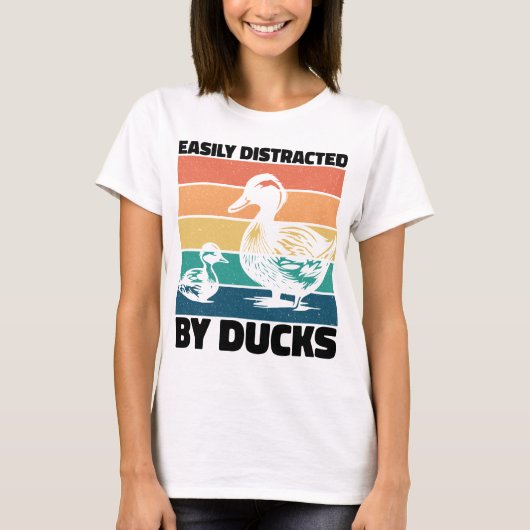 Gemakkelijk Afgeleid Door Eenden Liefhebber Cool F T-shirt (Voorkant)