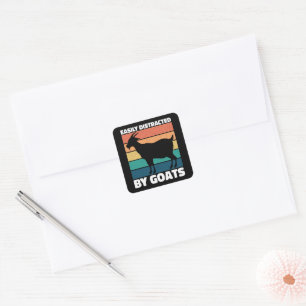 Gemakkelijk afgeleid door geitenbokken Schattigee Vierkante Sticker