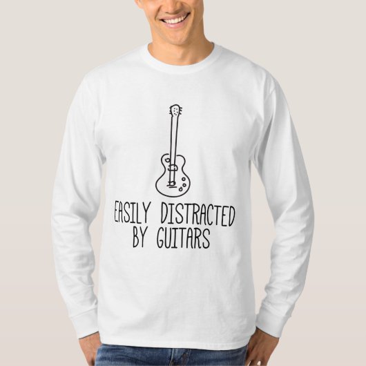 Gemakkelijk Afgeleid Door Gitaren T-shirt (Voorkant)