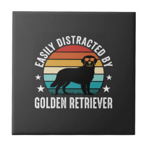 Gemakkelijk afgeleid door Golden Retriever Retro Z Tegeltje