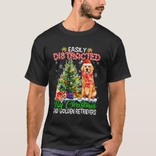 Gemakkelijk afgeleid door Golden Retrievers en Xma T-shirt