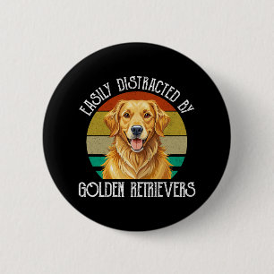 Gemakkelijk Afgeleid Door Golden Retrievers Ronde Button 5,7 Cm