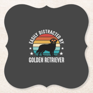 Gemakkelijk Afgeleid door Gouden Retriever Retro Z Kartonnen Onderzetters