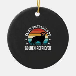 Gemakkelijk Afgeleid door Gouden Retriever Retro Z Keramisch Ornament