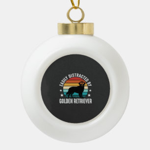 Gemakkelijk afgeleid door Gouden Retriever Retro Z Keramische Bal Ornament