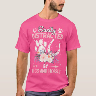Gemakkelijk Afgeleid Door Hond En Paarden Grappige T-shirt