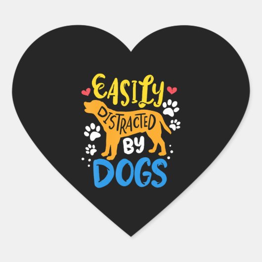 Gemakkelijk afgeleid door hond hart sticker (Voorkant)