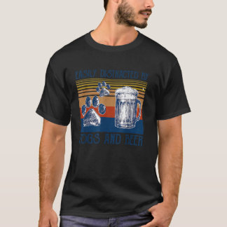 Gemakkelijk afgeleid door Honden en Bier Grappig G T-shirt
