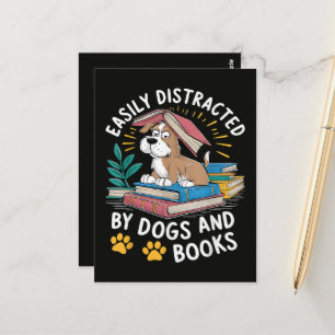 Gemakkelijk Afgeleid door Honden en Boeken Grappig Briefkaart