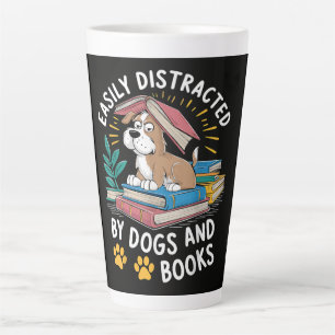 Gemakkelijk Afgeleid door Honden en Boeken Grappig Latte Mok
