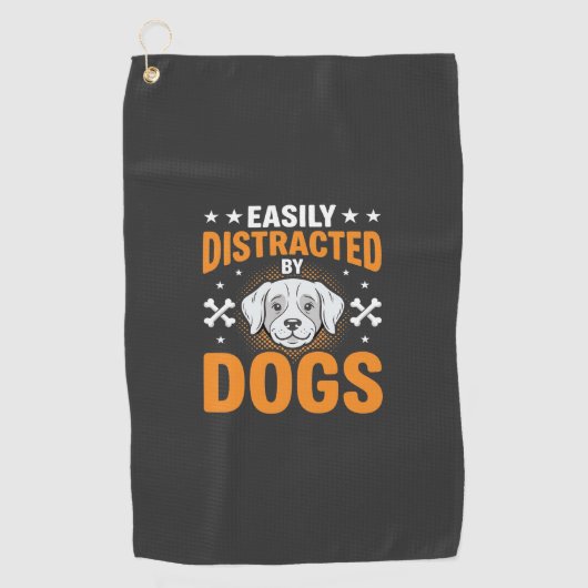 Gemakkelijk Afgeleid Door Honden Golfhanddoek (Voorkant)