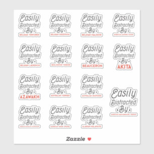 Gemakkelijk afgeleid door honden, pak van sticker