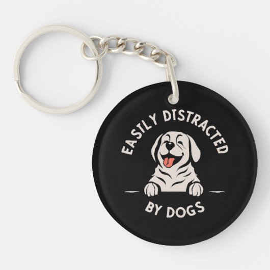Gemakkelijk afgeleid door honden sleutelhanger (Voorkant)