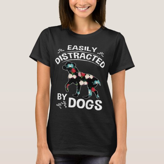 gemakkelijk afgeleid door honden t-shirt (Voorkant)