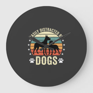 Gemakkelijk Afgeleid door Honden Vintage Retro Zon Grote Klok