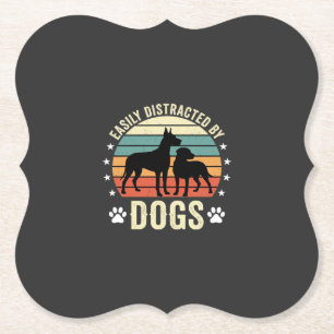 Gemakkelijk Afgeleid door Honden Vintage Retro Zon Kartonnen Onderzetters