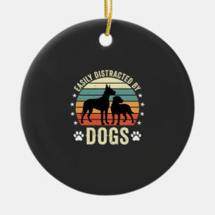 Gemakkelijk Afgeleid door Honden Vintage Retro Zon Keramisch Ornament