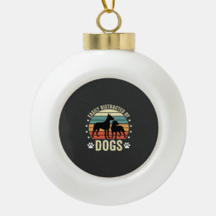 Gemakkelijk Afgeleid door Honden Vintage Retro Zon Keramische Bal Ornament