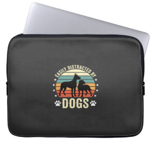 Gemakkelijk Afgeleid door Honden Vintage Retro Zon Laptop Sleeve