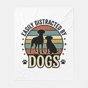 Gemakkelijk Afgeleid door Honden Vintage Silhouet Fleece Deken