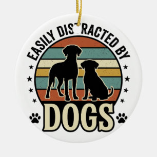 Gemakkelijk Afgeleid door Honden Vintage Silhouet Keramisch Ornament