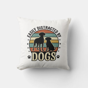 Gemakkelijk afgeleid door honden Vintage Silhouett Kussen