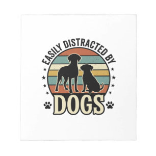Gemakkelijk afgeleid door honden Vintage Silhouett Notitieblok