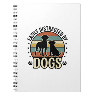 Gemakkelijk afgeleid door honden Vintage Silhouett Notitieboek