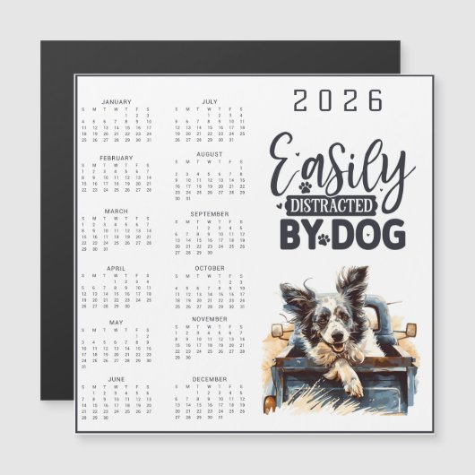 Gemakkelijk Afgeleid Door Hondenkalender (Voorkant / Achterkant)