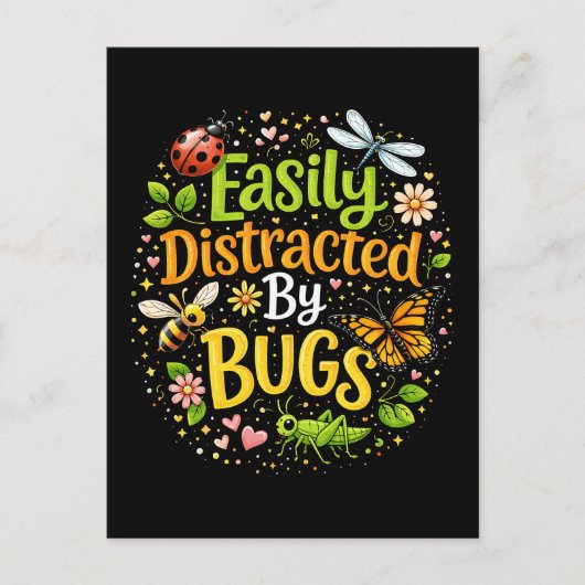 Gemakkelijk Afgeleid door Insecten Briefkaart (Voorkant)