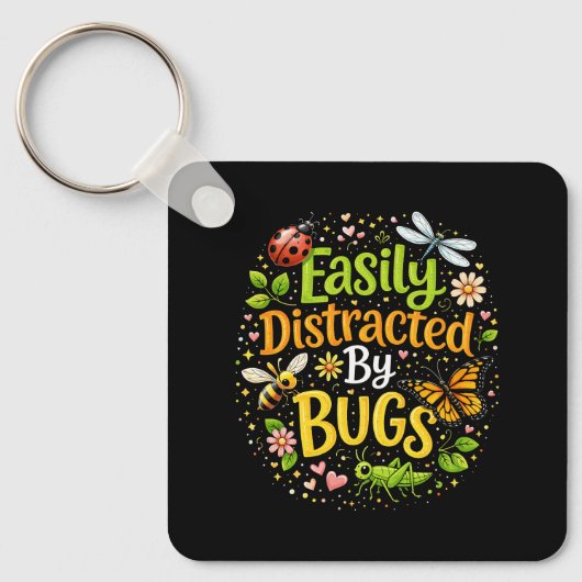 Gemakkelijk Afgeleid door Insecten Sleutelhanger (Voorkant)