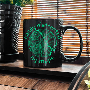 Gemakkelijk afgeleid door kaarten, cartografie, ka koffiemok