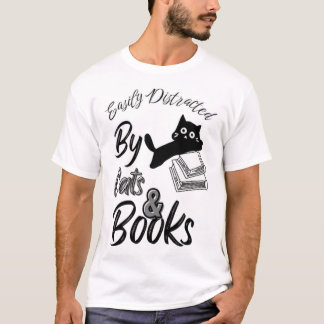 Gemakkelijk afgeleid door katten & boek T-shirt