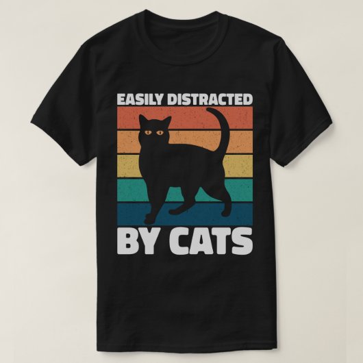 Gemakkelijk Afgeleid Door Katten Cute Kitten Kat E T-shirt (Design voorkant)