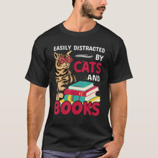 Gemakkelijk Afgeleid door Katten en Boeken Kat en  T-shirt