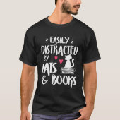 Gemakkelijk afgeleid door katten en boeken Kattenb T-shirt (Voorkant)