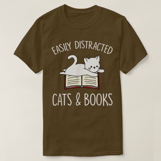 Gemakkelijk afgeleid door katten en boeken, liefhe t-shirt (Design voorkant)
