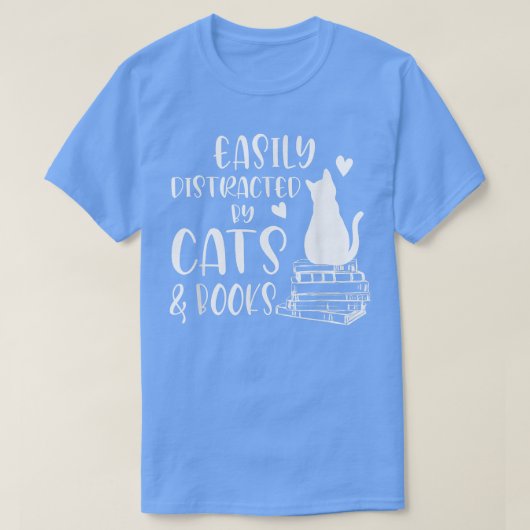 Gemakkelijk afgeleid door katten en boeken, liefhe t-shirt (Design voorkant)