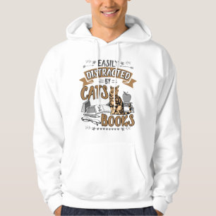 Gemakkelijk Afgeleid door Katten en Boeken Mannen  Hoodie
