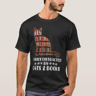 Gemakkelijk Afgeleid Door Katten En Boeken Nerden T-shirt
