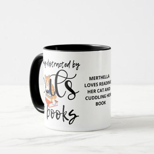 GEMAKKELIJK AFGELEID DOOR KATTEN EN BOEKEN SCHATTI MOK (Voorkant links)