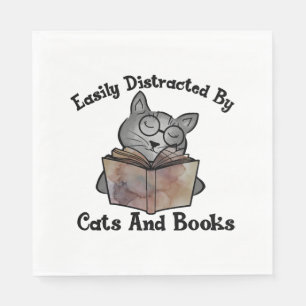 Gemakkelijk afgeleid door katten en boeken servet