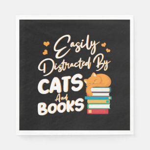 Gemakkelijk afgeleid door katten en boeken servet