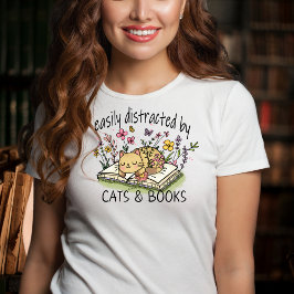 Gemakkelijk afgeleid door Katten en Boeken Tshirt
