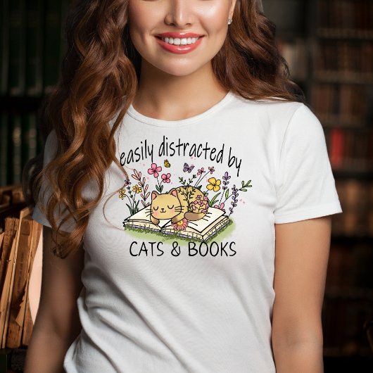 Gemakkelijk afgeleid door Katten en Boeken Tshirt