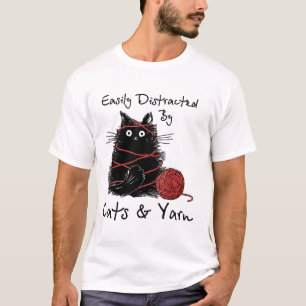 Gemakkelijk afgeleid door katten en garen T-Shirt