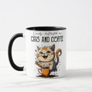 Gemakkelijk Afgeleid Door Katten En Koffie Kattenl Mok