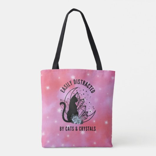 Gemakkelijk afgeleid door katten en magische krist tote bag (Achterkant)